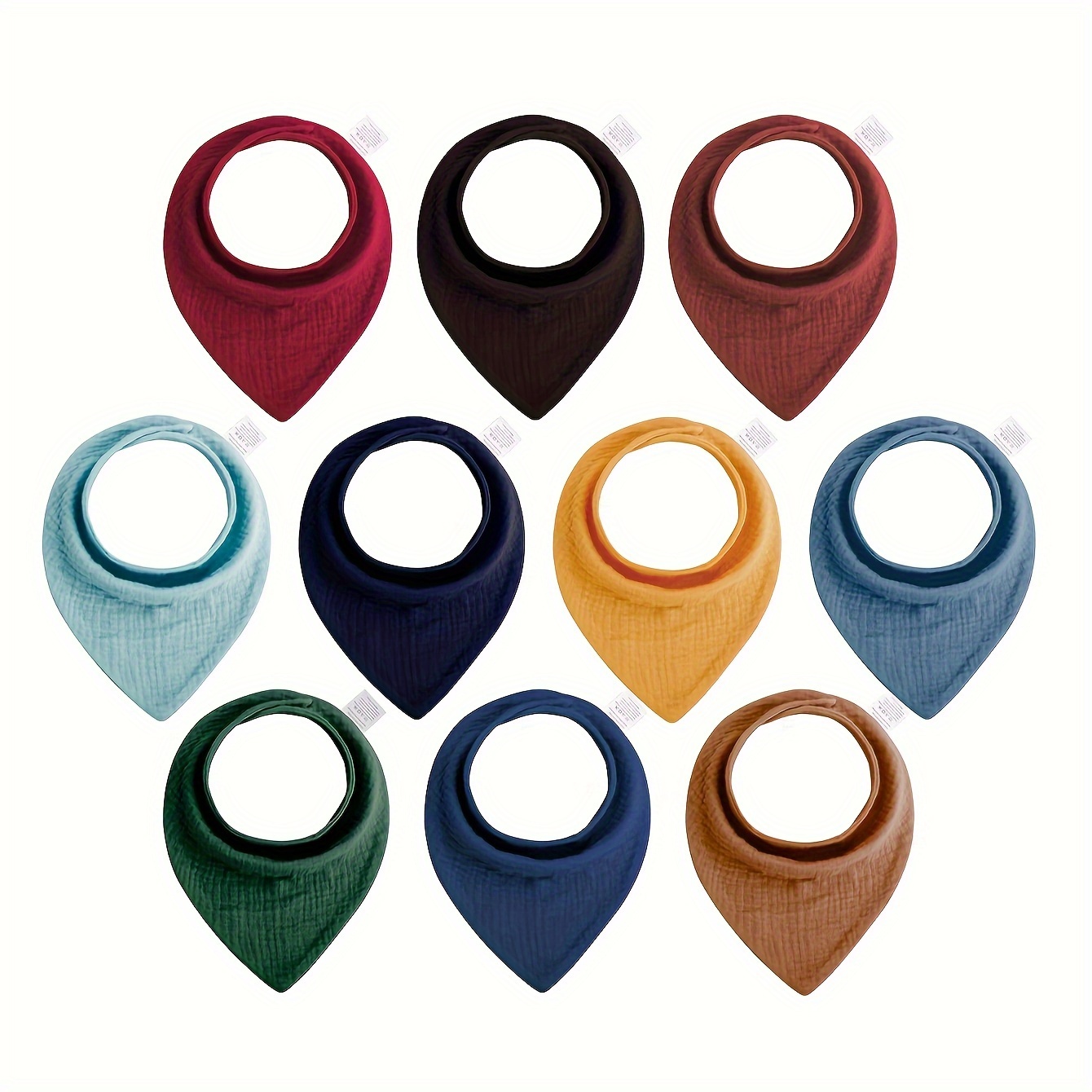 

10pcs Set Of 4-layer Pure Gauze Muslin Bandana Bibs, Absorbent, Breathable, Soft, Multi-colored, Adjustable Snap Buttons, Suitable For Boys And Girls