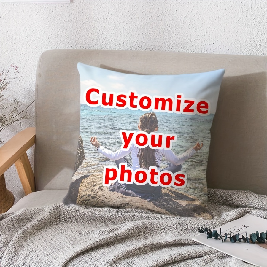 

Customizable Pillow Cover - Single-sided Printing, 45cm/17.7inch, Suitable For Living Room Or Bedroom Decor, Machine Washable, Zipper Closure, Knitted Fabric, Polyester Cover