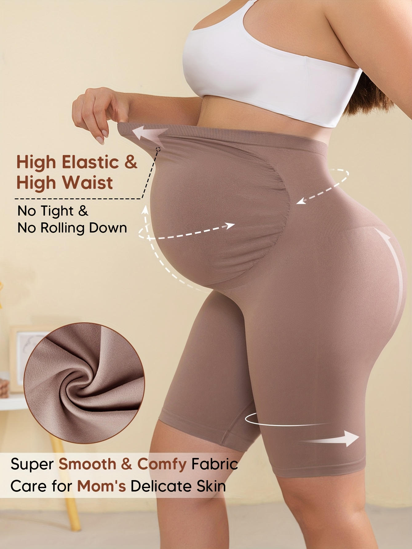 Women'S Maternity Shorts - Seamless Lightweight Pregnancy Shorts with Elastic Shrinkage Technology, Soft Stretchy Inner Layer & All-Season Comfort | Breathable Fabric for Home, Commuting, Work | Multi-Way Wear, Regular Fit (Sizes L-2XL) | Ideal for