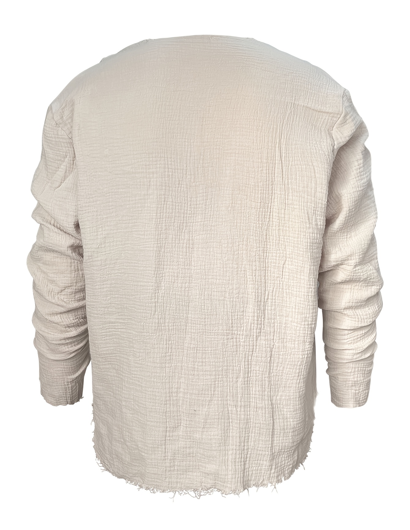 Men's Mid-Length Sleeve T-Shirt with V-Neck, Distressed Style Casual Summer Beach Vacation Top