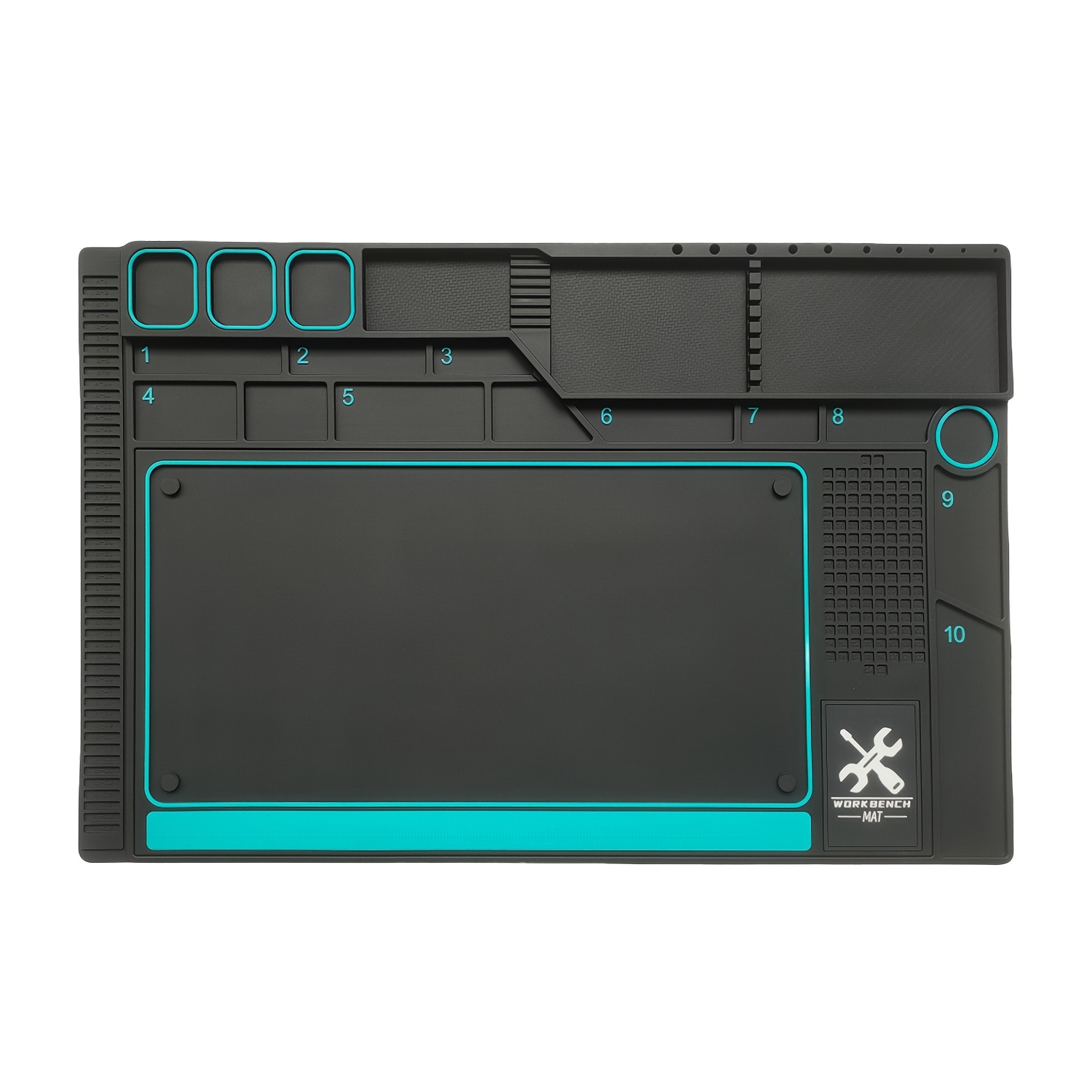 TEMU Modular Hobby Workbench Mat For Rc Cars, Fpv Drones & Electronics - Premium Non-slip Desk Pad With Parts Sorting Trays