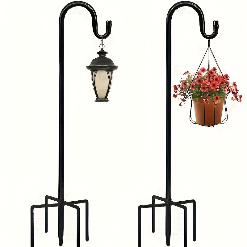 

1pc Adjustable 63" High, 1/3" Shepherd Hook - Rust-resistant Metal With For Hanging Solar Lights, Lanterns, Flower Baskets & Bird Feeders