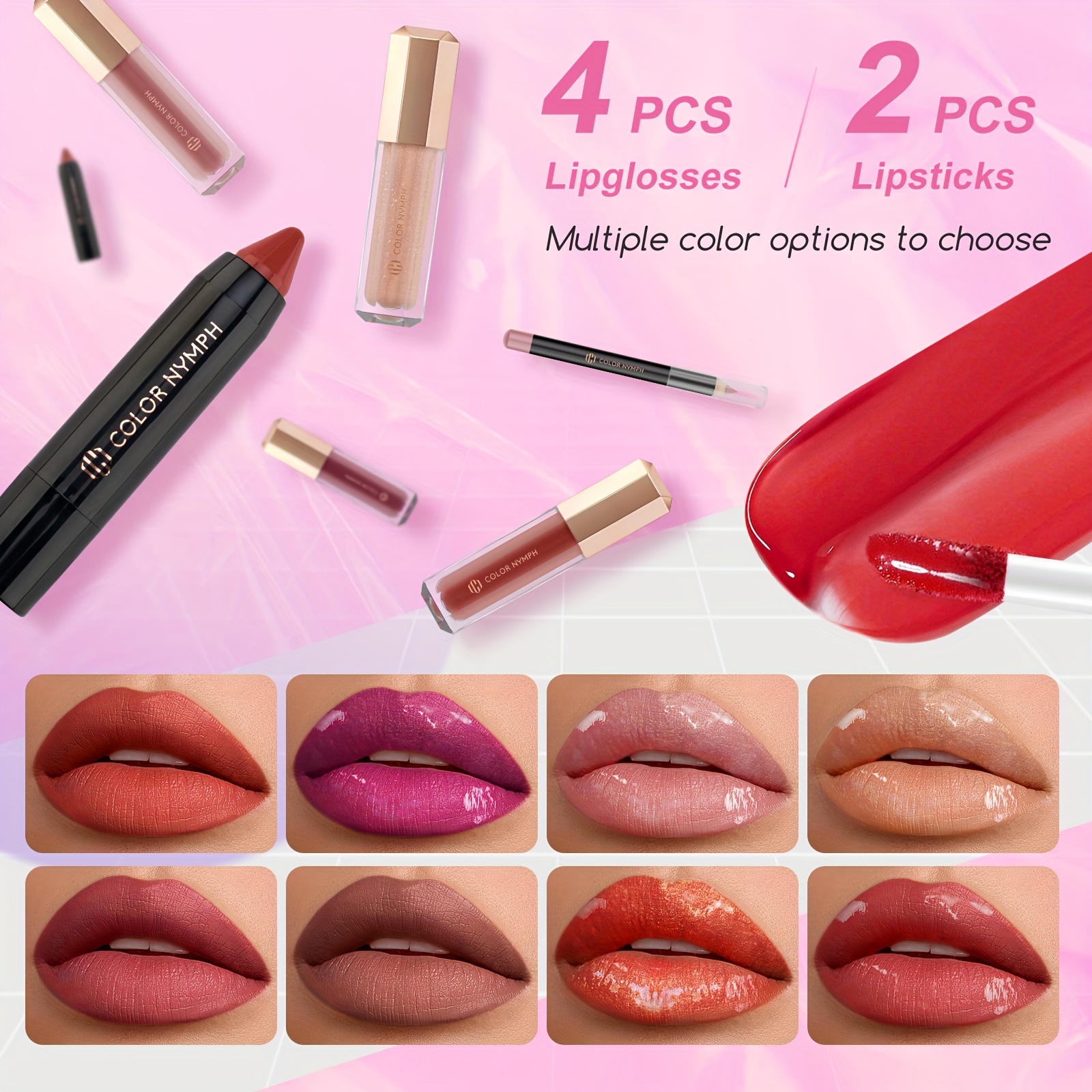 Conjunto de Maquiagem Inicial para Meninas Pré-adolescentes, Estojo de Maquiagem Completo para Mulheres com Sombra, Batom, Blush, Pincéis, Gloss Labial, Máscara de Cílios, Cera para Sobrancelhas e Espelho Rosa Conjunto Completo de Cosméticos Inicial detalhes 2