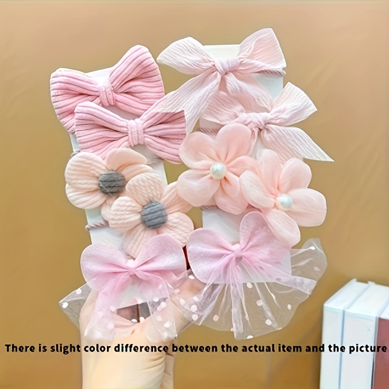 10pcs set of fabric flower hair accessories for girls featuring cute hair ties that   damage hair   ponytails Product details 2