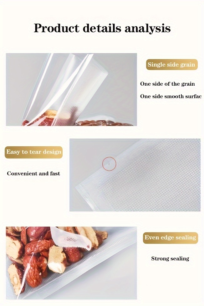 reusable vacuum sealing bags for food storage   fridge and microwave use details 2