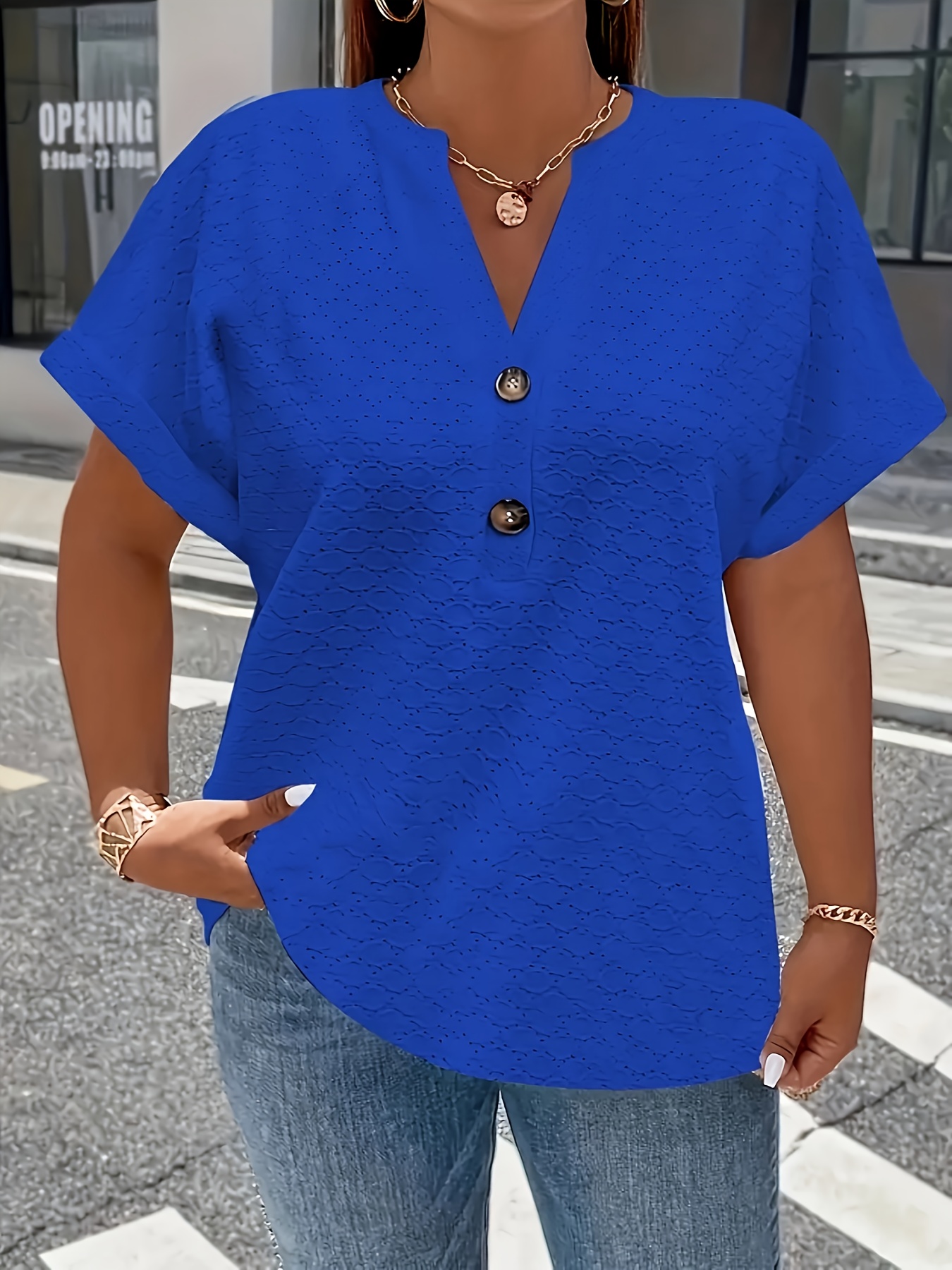 Women's Elegant Middle Eastern-Inspired Black Button-Front T-Shirt - Stand-Up Collar Short Sleeve Top, Machine Washable Spring/Summer Casual & Formal Wear, Ladies T Shirts, Versatile Top, Sophisticated Style, Durable Material, Fashion Top, Summer Wardrobe, Everyday Top, Buttonfront Top, Lightweight Top, Stylish Blouse, Fashionconscious Women