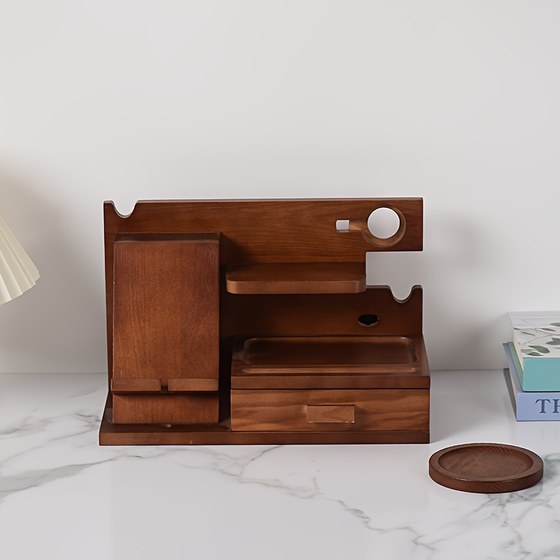 solid wood desktop storage rack mobile phone tablet storage rack glasses watch earphone storage rack bedroom bedside table storage rack home storage rack storage rack office desk storage rack