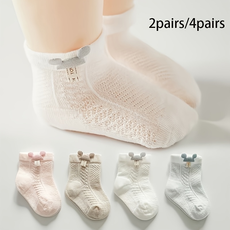 4 Pares ou 2 Pares Aleatórios de Meias de Verão Novas para Bebé Unisexo Meias de Recém-Nascido Meias de Desenho Animado para Meninos e Meninas Meias de Criança Meias de Princesa