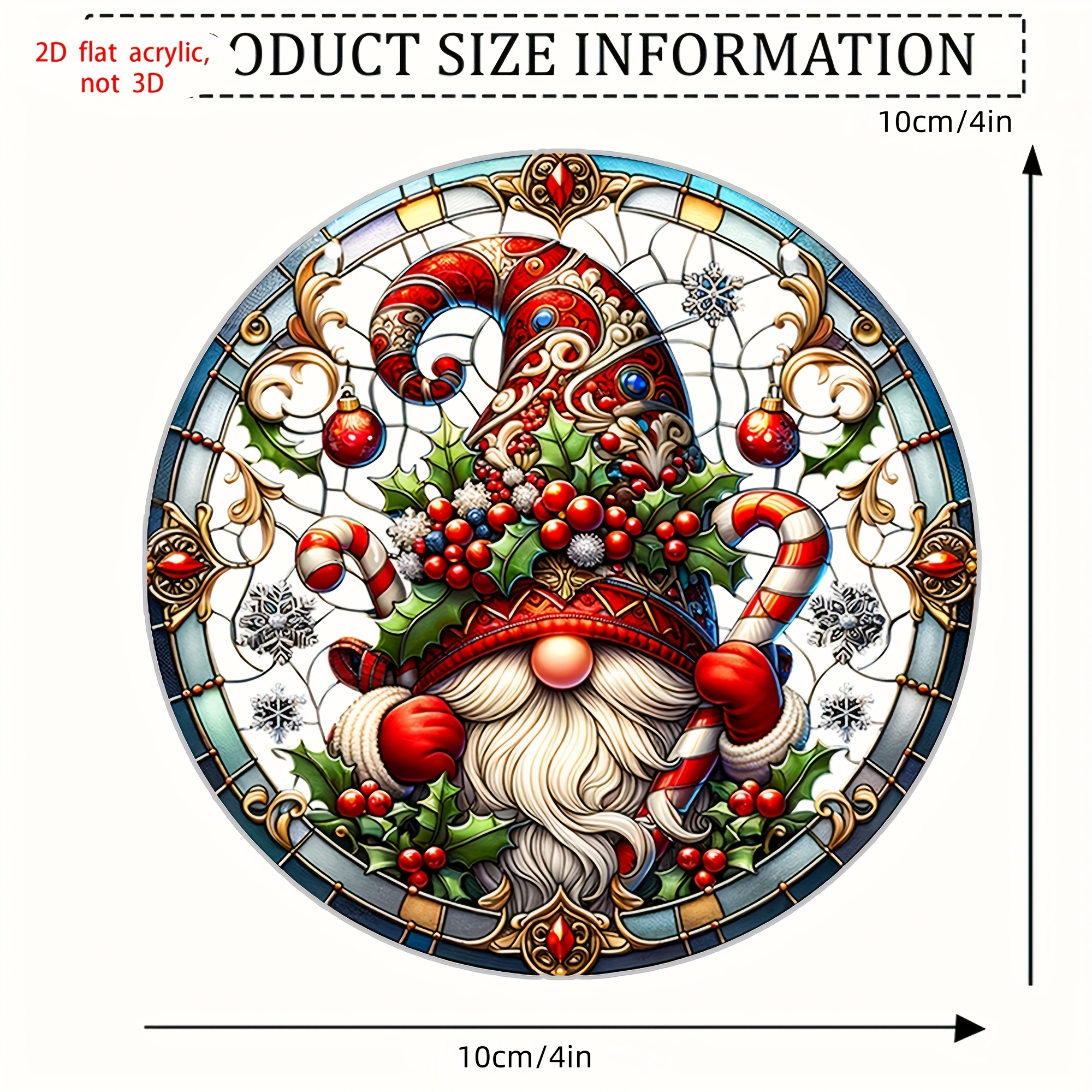 TEMU 2d Flat Printing, Christmas Gnome Acrylic Ornament, Faceless Window Hanging Decoration For The Holidays, Suitable For Home And Outdoor Use,