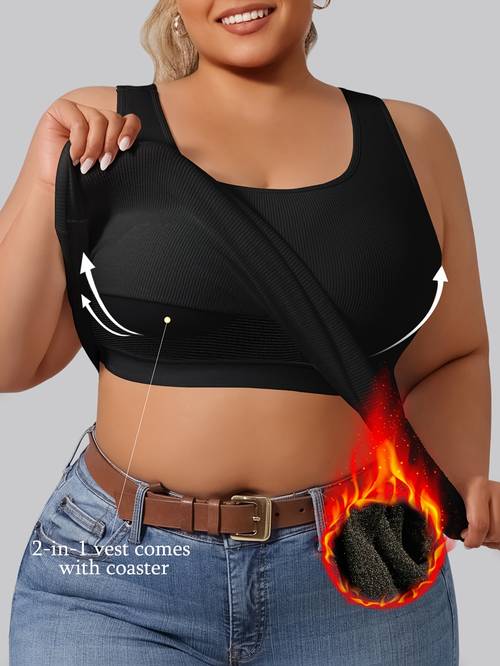 developed for east this two in one ribbed brushed vest features a built in cup pad and as a top without the need for an inner layer