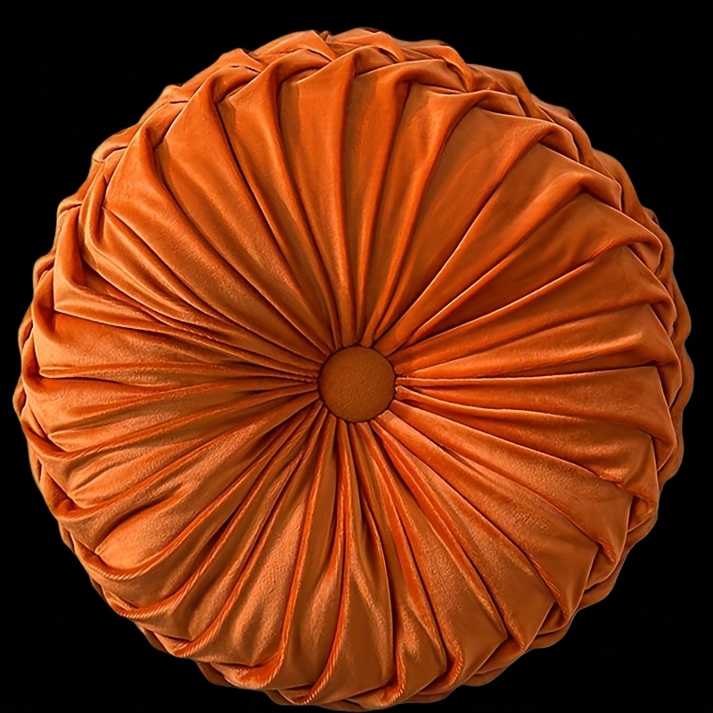 1  pumpkin round velvet pillow cushion solid color throw pillow office chair living room sofa couch bed floating window cushion home decor