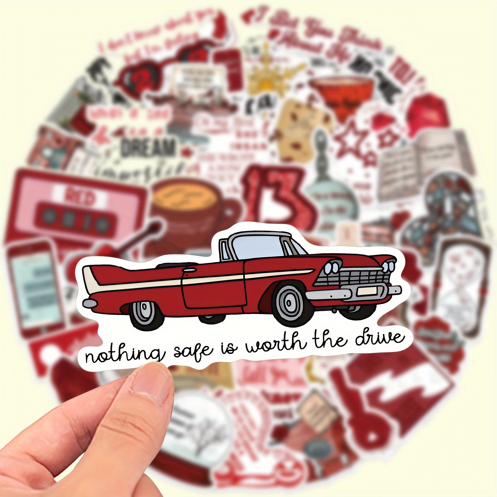 

50-piece Red Singer Graffiti Stickers - Vinyl Decals For Laptops, Water Bottles, Helmets & More - Perfect For Skateboards, Guitars & Stationery - Ideal Holiday & Reward Gifts