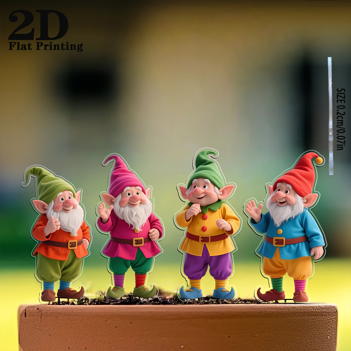 E-shop 2D bezaubernder Gnom im Bohemian-Stil als Gartendeko, geeignet für Höfe, Rasenflächen Topfpflanzen – Perfektes Feiertagsgeschenk, Set aus 4