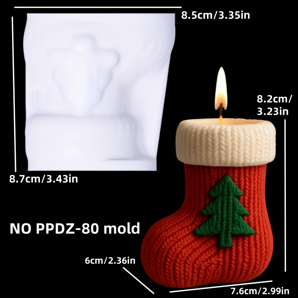 TEMU Yarn Knitting Christmas Socks Shaped Candles Silicone Mold Sweater Knitting Christmas Tree Long Tube Socks Shaped Candles Silicone Mold Cute