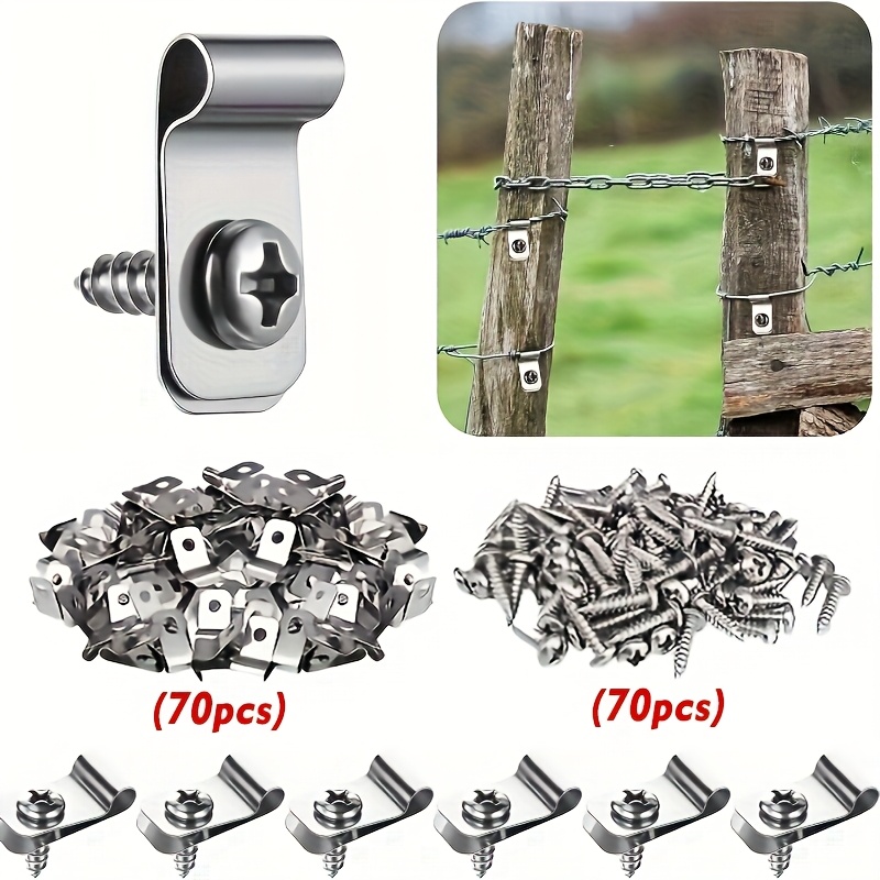 E-shop 70/140 Drahtclips Edelstahl Zaunmontageclips mit Schrauben für 12-16 Gauge Schweißdraht auf Holz, Metall oder Vinyl , Drahtgitter Clip Bauzaun