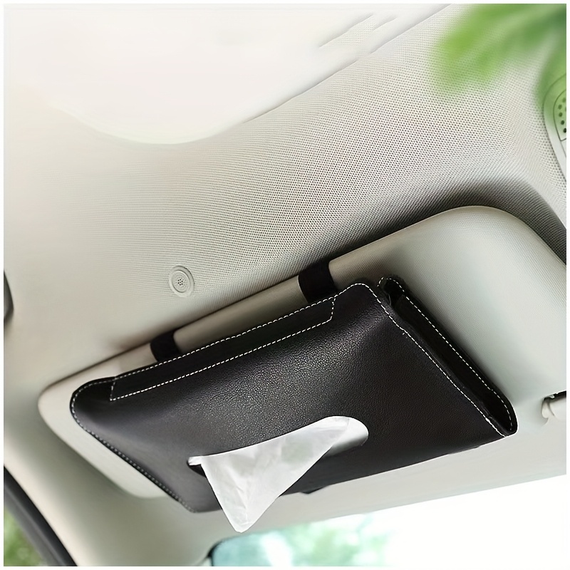Porta Fazzoletti Per Auto In Pelle PU, Da Fissare Al Parasole, Compatibile Con Scatole Classiche, Pratico E Salvaspazio, 9x5x2 Cm