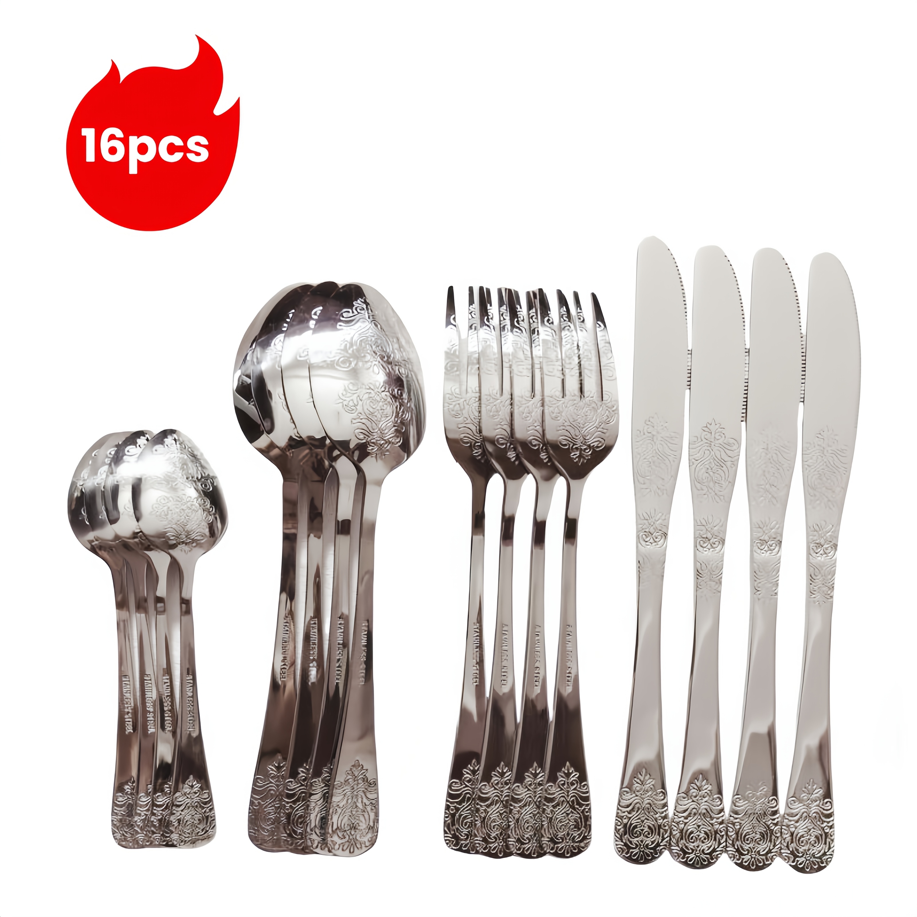 16 delars kniv och sked bestickset livsmedelsgodkänd - Temu Sweden