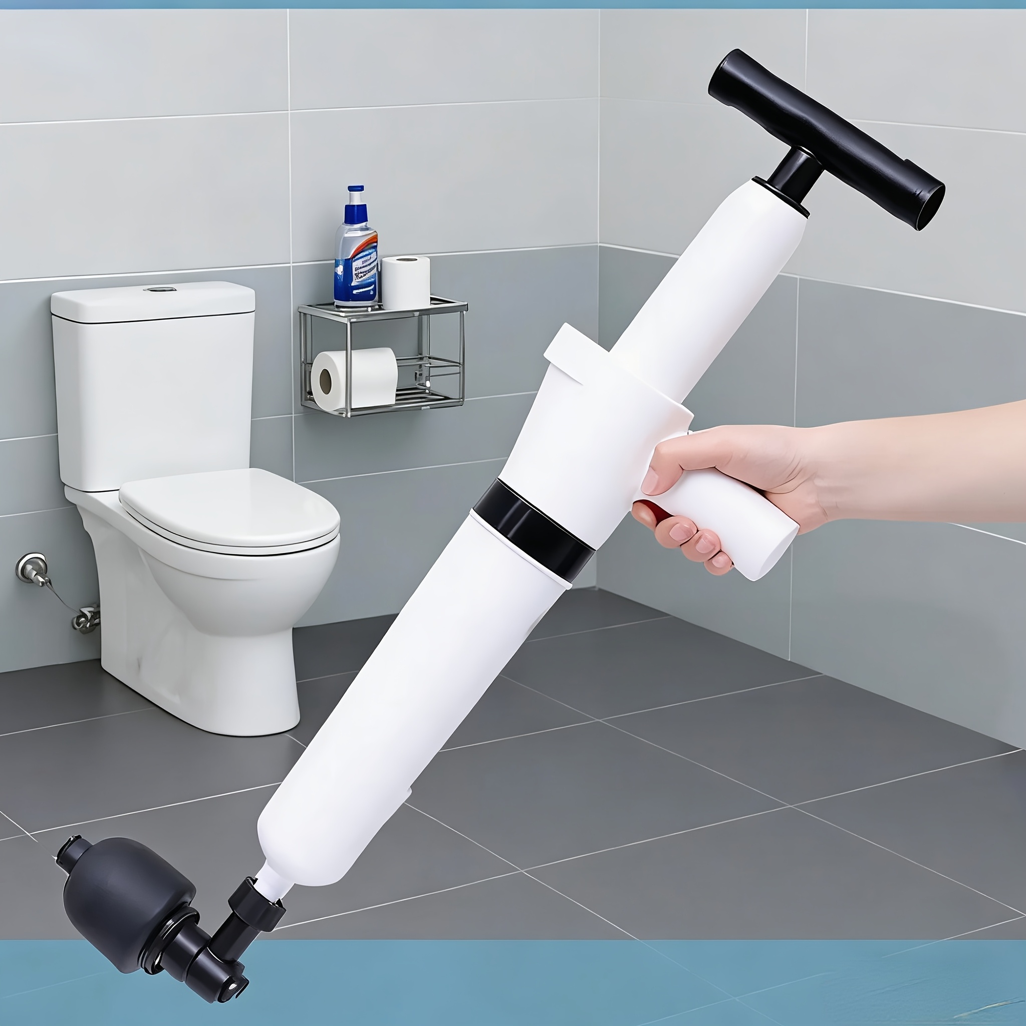 1pc Household High-pressure Air Unclogging Tool, Blockages In Toilets, Floor Drains, Bathrooms, Sinks, And Other . Uses An Air Suction Cup Design, Providing Good Sealing And Strong Impact