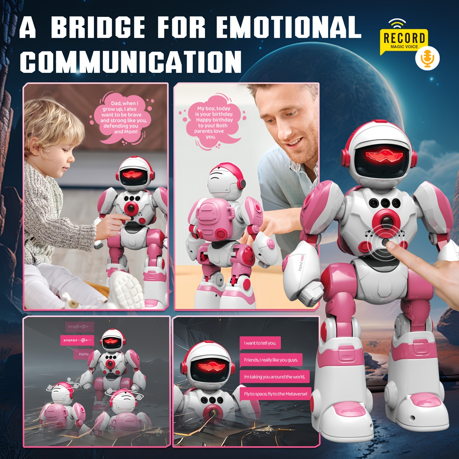 FUUY Children's Toy Robot, Programmable Robot, Remote Control Intelligent Reply, Walking And Dancing Robot, Adjustable Volume, Magical Voice Robot, Birthday Gift
