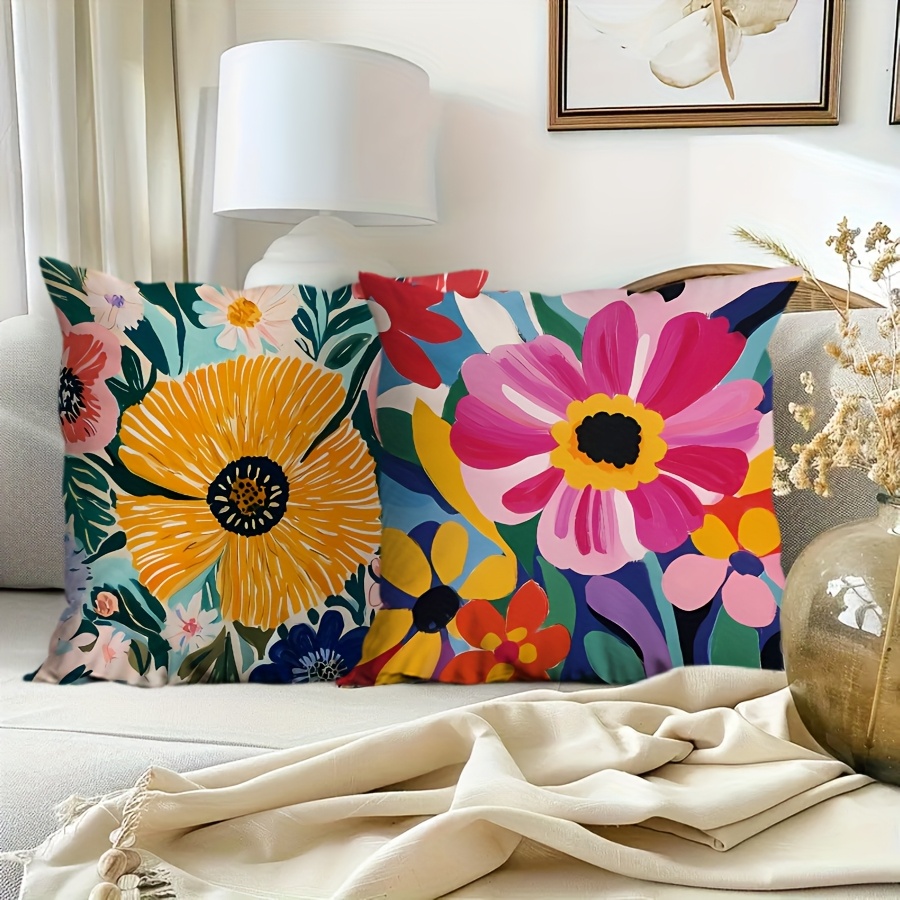 2d 4pcs 17 7x17 inch floral white blue bohemian vintage Temu