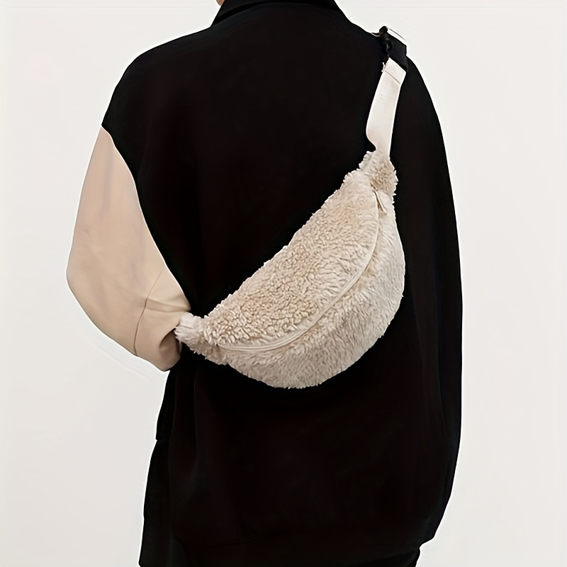 

Sac à bandoulière en moelleuse , de décontracté, une unie, une fermeture à glissière et une en - Sac de poitrine lavable en de
