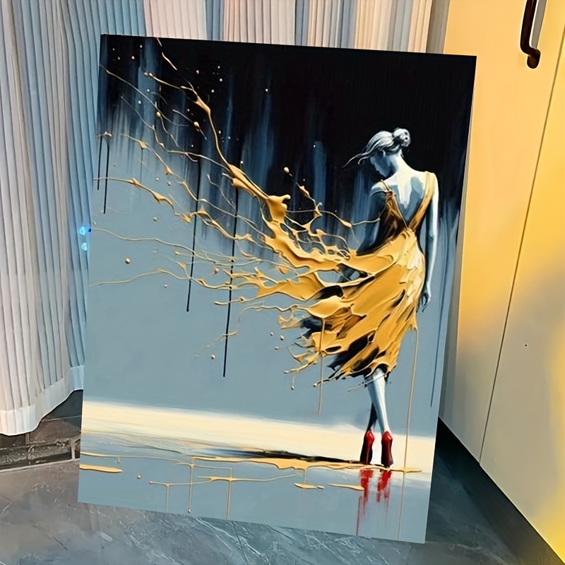 ABEUTY Malen Nach Zahlen Set – Rote Kleidung Mädchen, 40x50 Cm Leinwand, Acrylfarben, Pinsel Inklusive