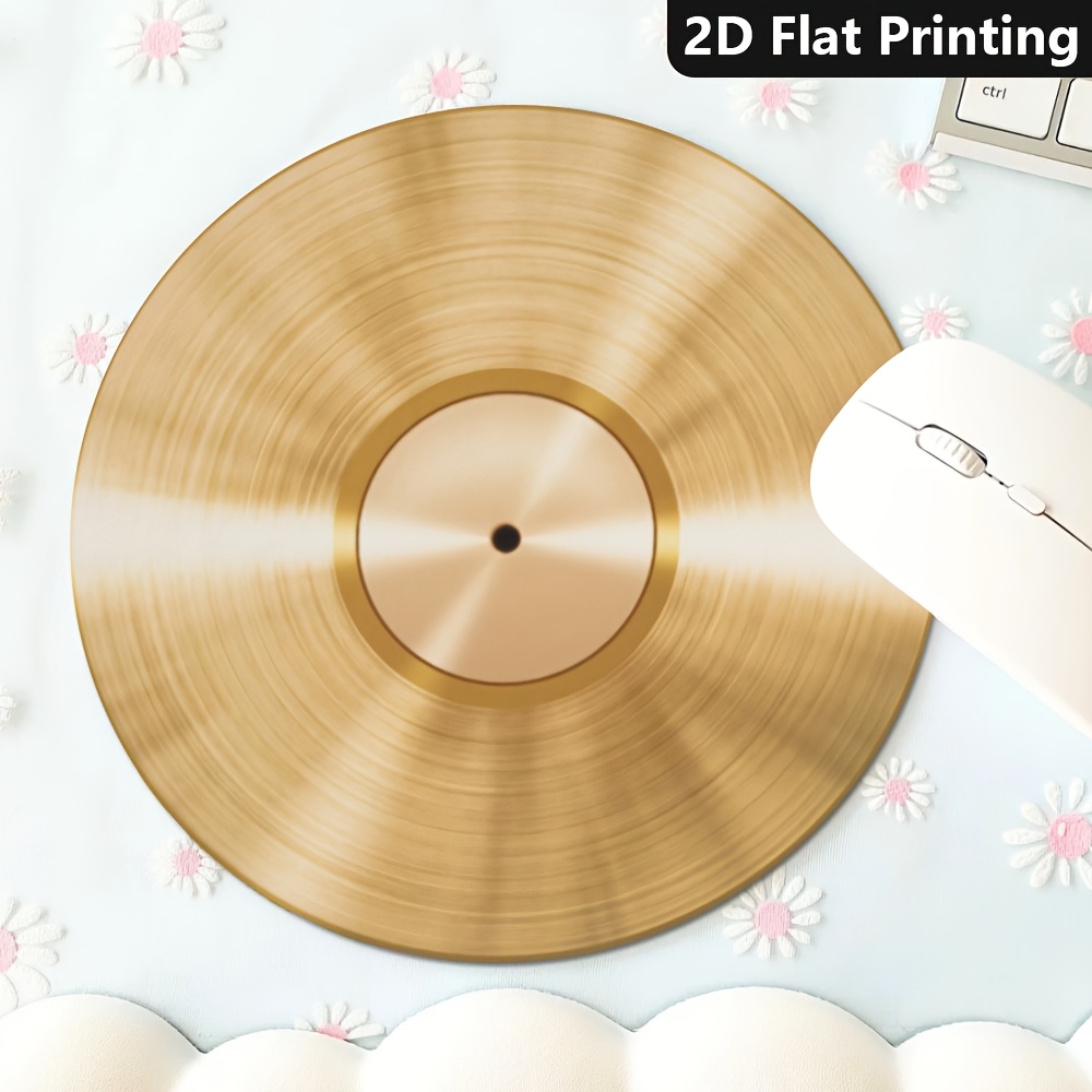 TEMU Disque Vinyle Doré, 1pc, Tapis de Souris Rond, Un Tapis de Souris Adapté à l'Utilisation et à , Idéal Cadeau d'Anniversaire et de Noël pour ,