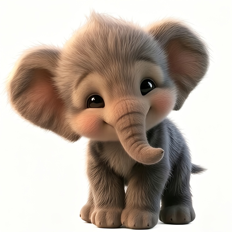 TEMU 1pc 7-inch Cute Plush Elephant Vinyl Sticker, Suitable For Laptops, Water Bottles, Trucks, Phones, Motorcycles, Car Windows, Walls, And Cups