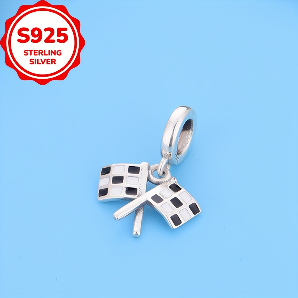 1pc 925 For Bracelets Or Necklaces Featuring A Black And White Checkered For Jewelry Making