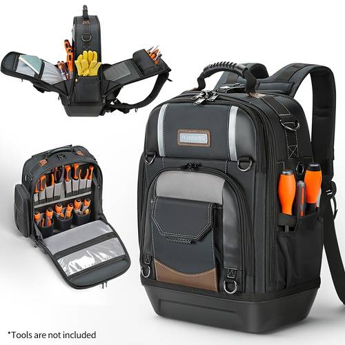 werkzeugtasche werkzeug-rucksack hochwertiger organizer, geformtes , abnehmbarer werkzeughalter, elektriker-rucksack, großer elektriker-rucksack, bauwerkzeug-rucksack