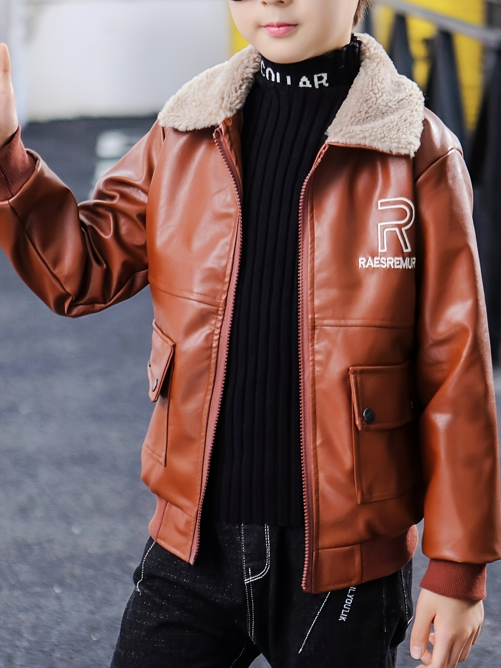 Chamarra Piel Niño Abrigos Para Niñas Para Otoño E Invierno, Ropa