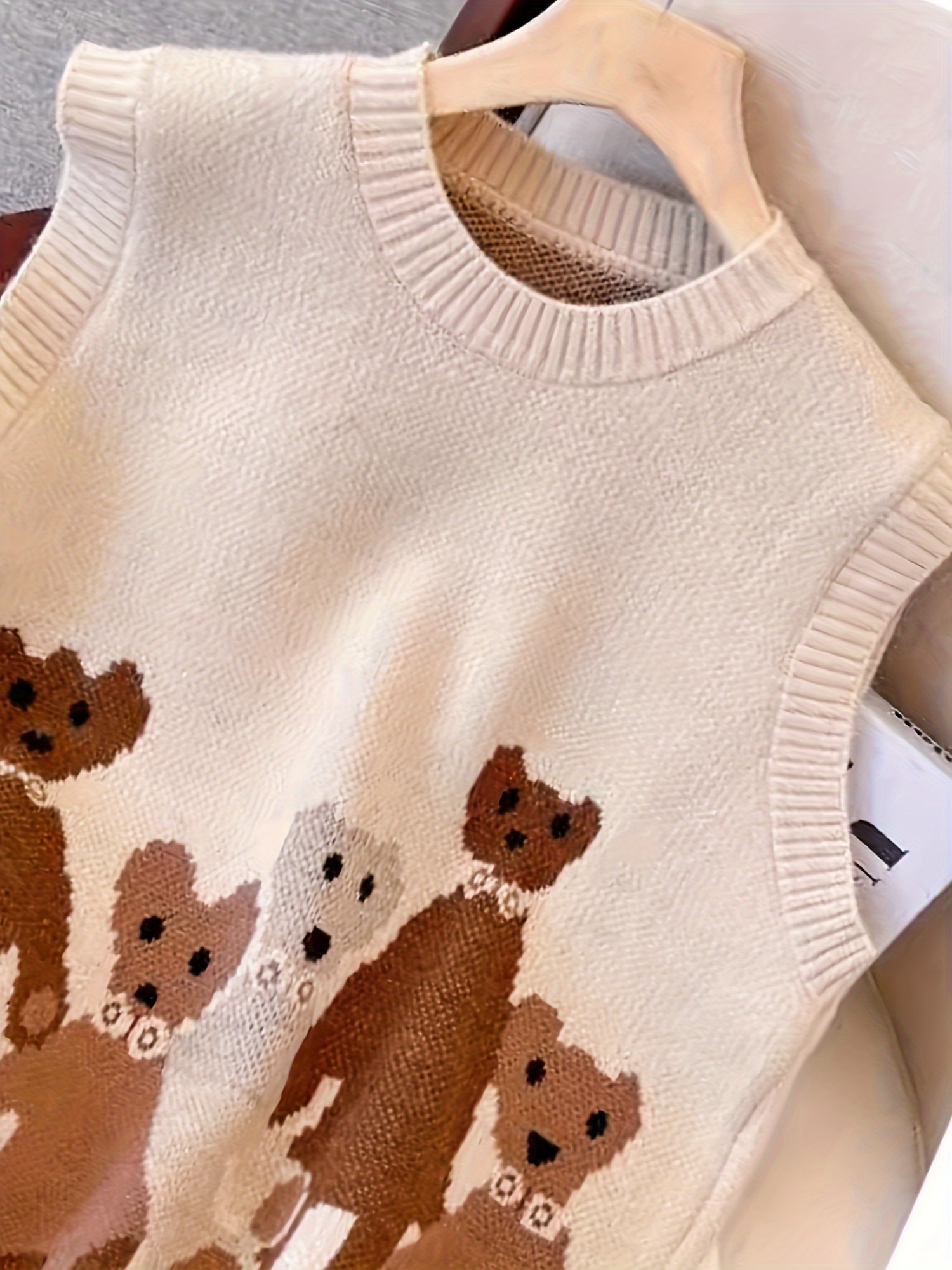 Kawaii Cute Bear Pullover Vest - knitted vest, One size fits all