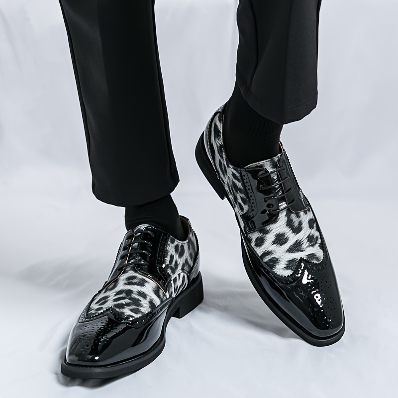 plus size casual pointed toe leopard print mens shoes - Temu Norway