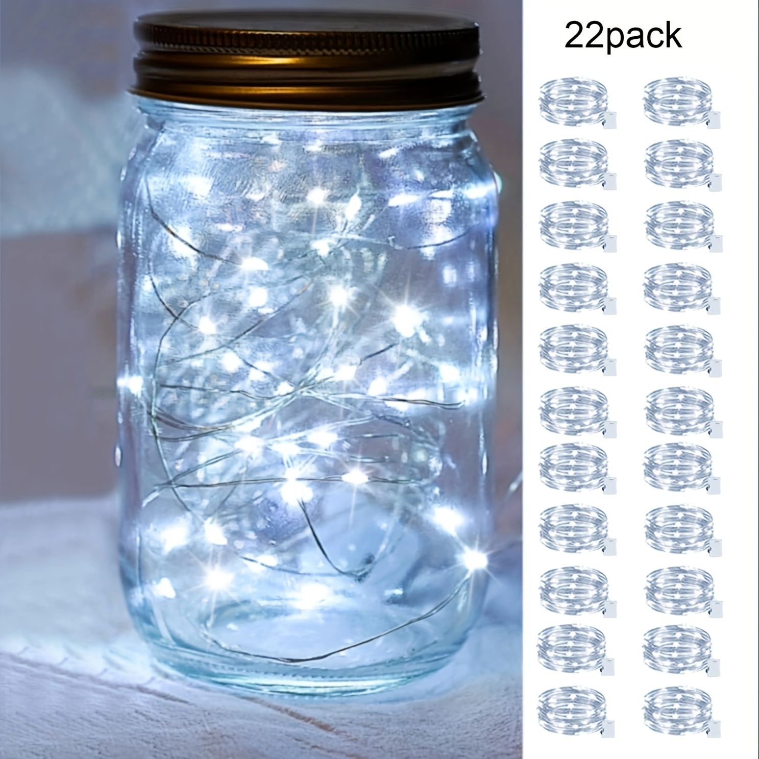 TEMU 22 Pack Battery Operated Fairy String Lights, 7ft 20 Led Mini Flashing Firefly Starry Lights For Bedroom Wedding Party Holiday Christmas Decor