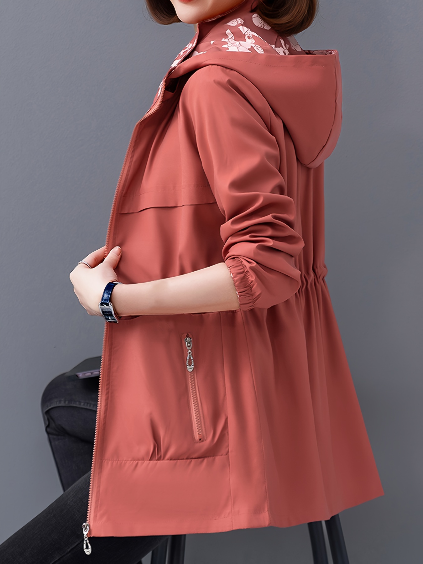 women's lightweight length jacket two sided - Temu