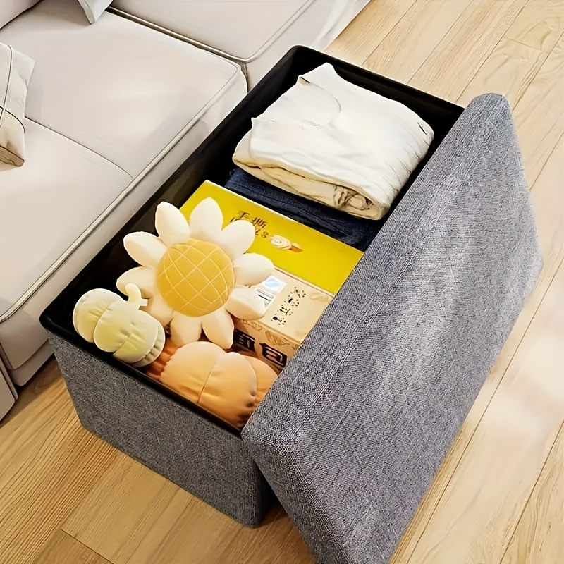 1pc large medium foldable storage ottoman space saving multi functional furniture heavy duty fabric footrest extra seat or step stool for living room bedroom entryway organization solution bedroom decor sleek furniture upholstery apartment Product details 2