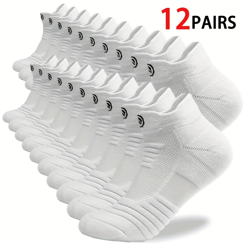 TEMU 12 Pairs Of New Breathable And Sweat-absorbing Socks For Spring And Autumn, Featuring A Easy And Versatile Design In Solid Colors Like Black,