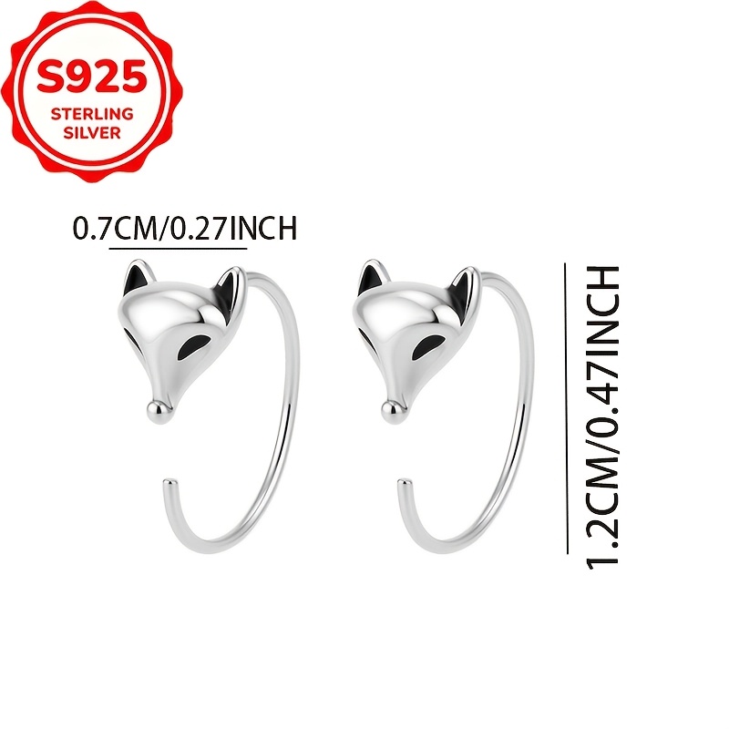 2pcs Women's S925 Sterling Silver Fox Hoop Earrings Set