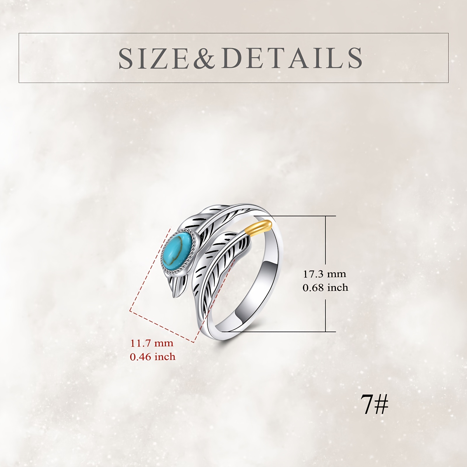 Turquoise Feather Ring Women's Sterling Silver Jewelry Gift