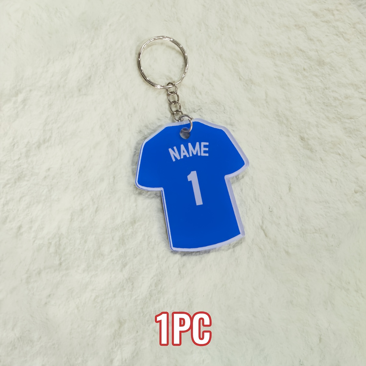TEMU 2d Flat, 1/2pcs Personalized Jersey Number & Name Keychain - Custom Soccer/ / Baseball/ Hockey Sports Design, Acrylic & Stainless Steel Durable