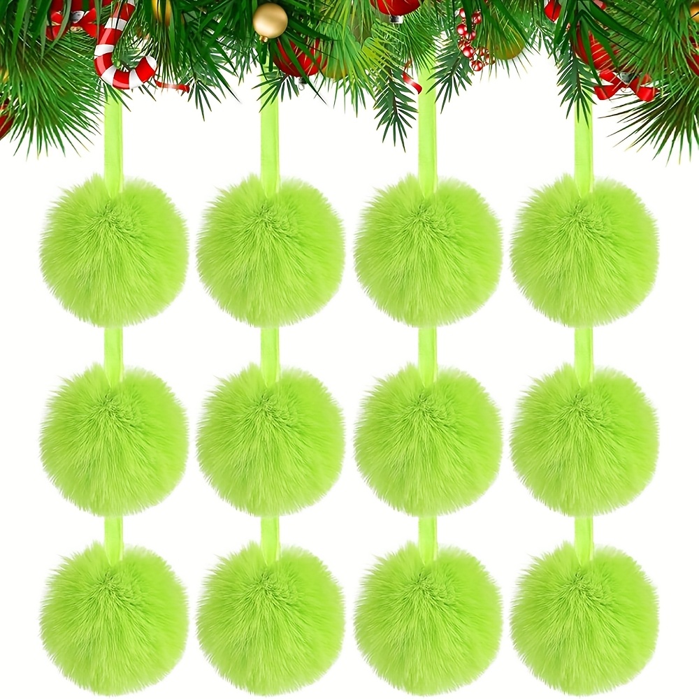 TEMU 12 pezzi di decorazioni natalizie a forma di sfera verde lime per albero di Natale, decorazioni da appendere per Natale, morbide decorazioni a