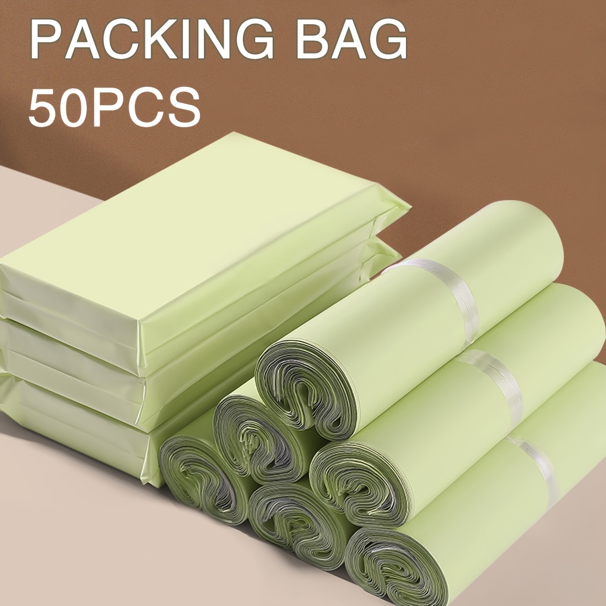 

50 Pack Cream Apricot Waterproof Plastic Packaging Bags With Hook & Loop Closure, Thickened Mailing Envelopes For Apparel &