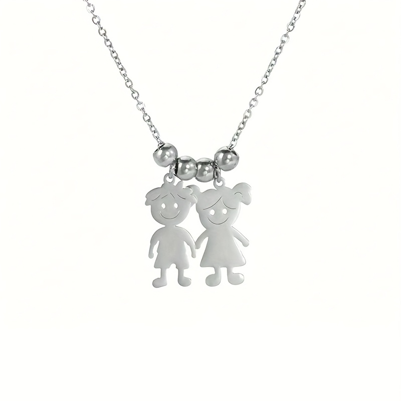 TEMU 1 Collar personalizado plateado grabado, personalización clásica de imagen de personaje, y , adecuado para que hombres y mujeres lo lleven como