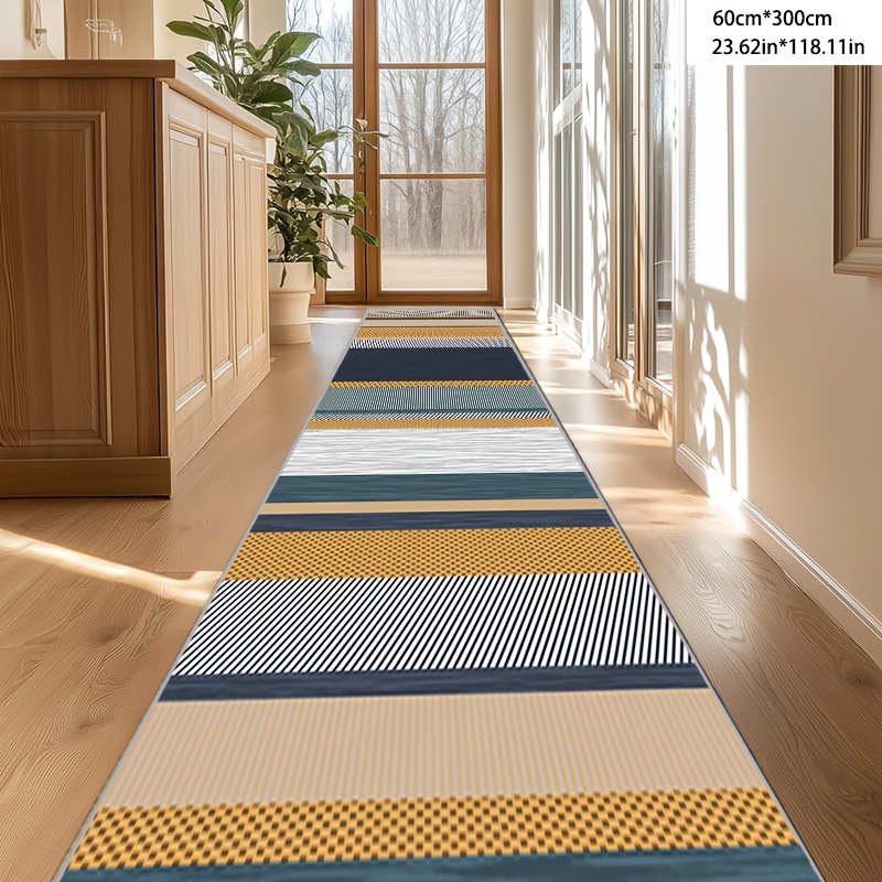 TEMU Striped Abstract Washable Running Rugs, Hallway Runners, Super Soft Rugs Running Kitchen Running Rugs With Rubber Backing, Laundry Room Rugs