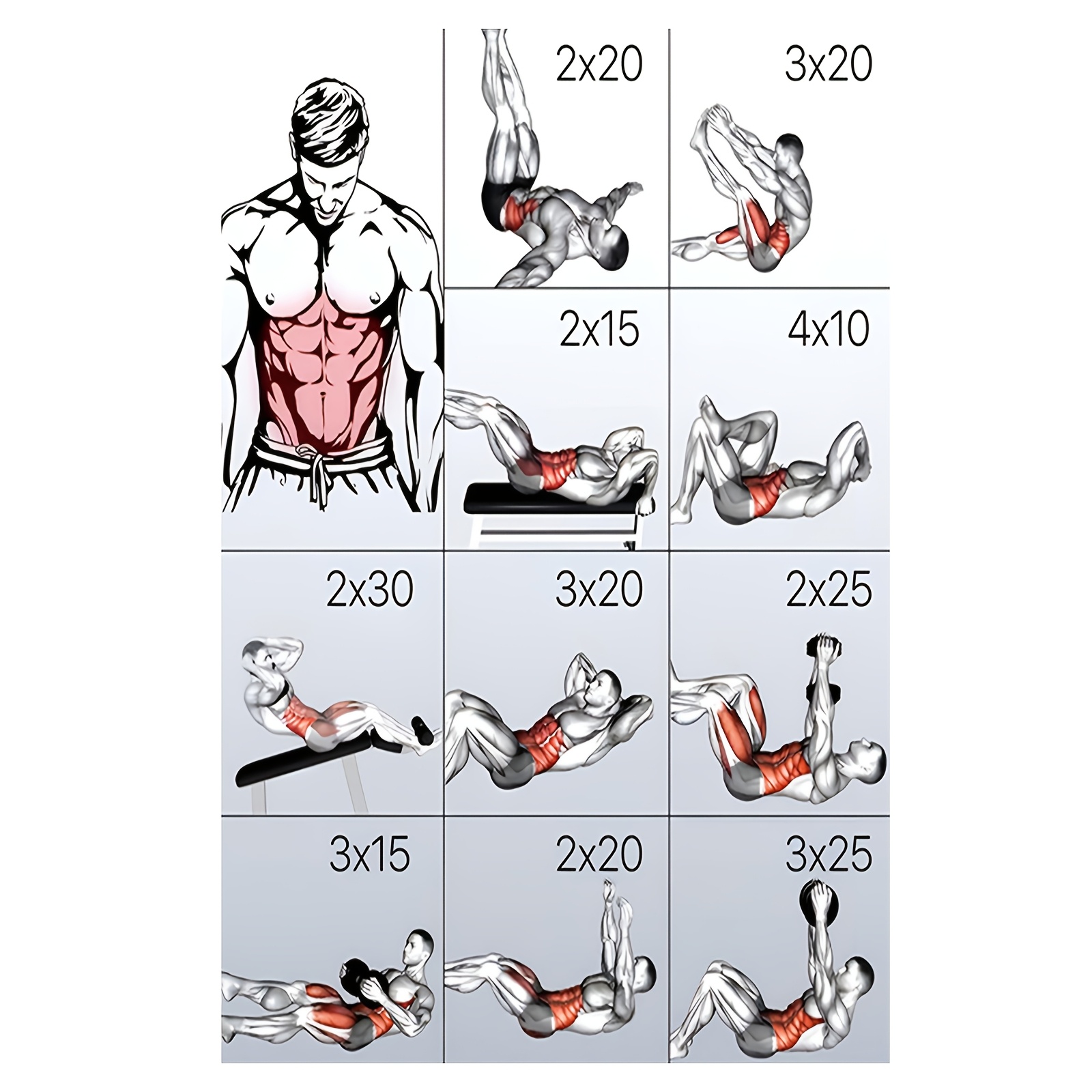 TEMU 1pc Frameless Canvas Fitness Motivation Poster, 18x12 Inch Workout Routine Chart For Home Gym, Bedroom, Office - Motivational Exercise Wall Art,