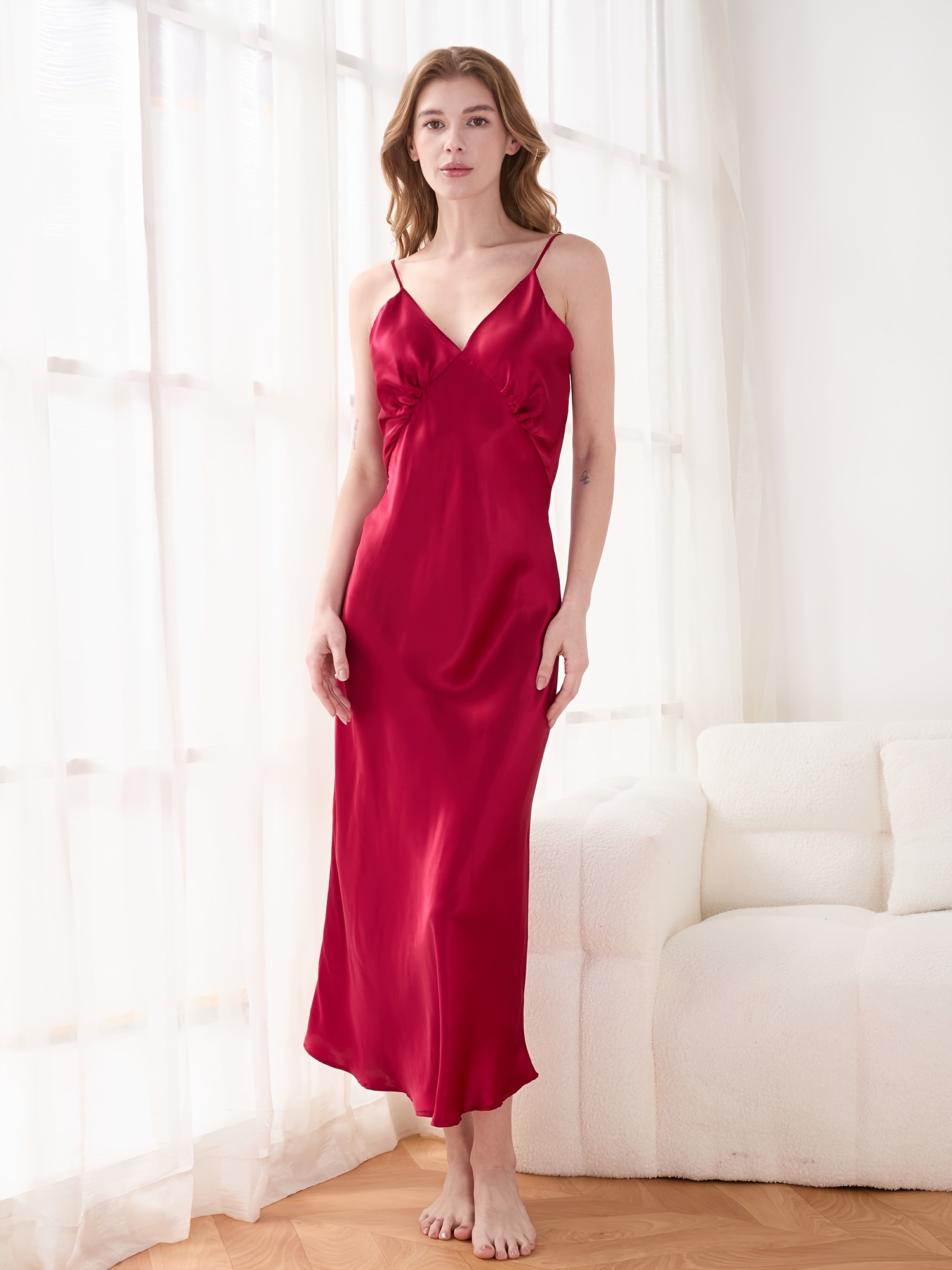 chinese dress ladies Buy Lavender Cotton Blend 3/4 Sleeves Nighty Dress for Women  9shines label