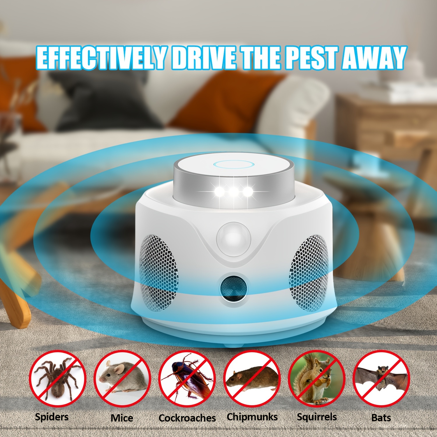 1pc High-Power Soundwave technology Pest Repeller - USB-Powered, Effective Against Mice, Roaches, and More
