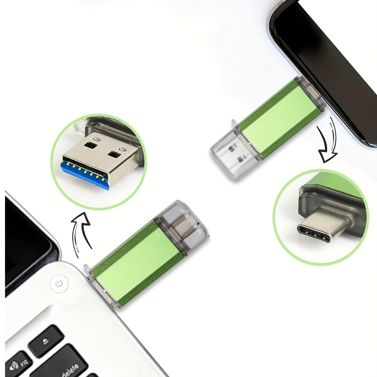  tipo c usb stick 64gb/128gb/256gb otg memoria usb c mini esterno per , telefono , tablet e computer (verde) Dettagli dell'articolo 3