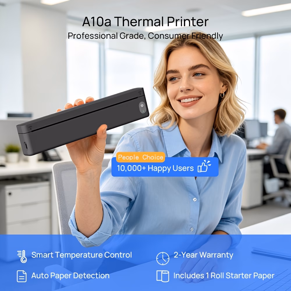 stampante termica portatile a10a 8 pollici - stampante senza senza per a4 e usa, compatibile con smartphone , stampa termica con cavo usb, per viaggio casa. 10 fogli di carta termica Dettagli dell'articolo 2