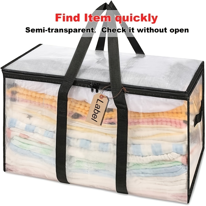 TEMU Extra-large Moving Storage Bags, 29 Gallons, Heavy-duty Clear Pp Storage Bags With Reinforced Handles And Shoulder Straps, Moisture-resistant